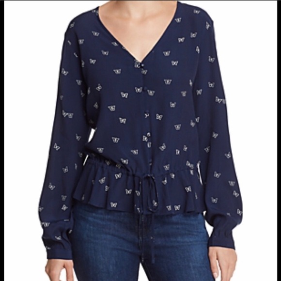 New Rails Beaux Butterfly Print Top in Navy - Picture 1 of 4